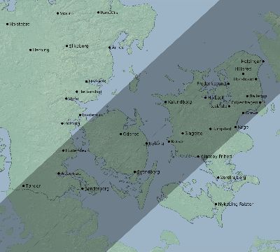 Map of the eclipse path across Denmark on 01/16/2792