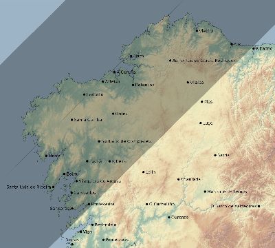 Map of the eclipse path across Spain on 01/16/2792