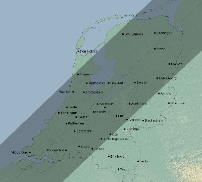 Map of the eclipse path across Netherlands on 01/16/2792