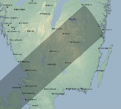 Map of the eclipse path across Sweden on 01/16/2792