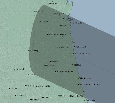 Map of the eclipse path across United States on 01/16/2792