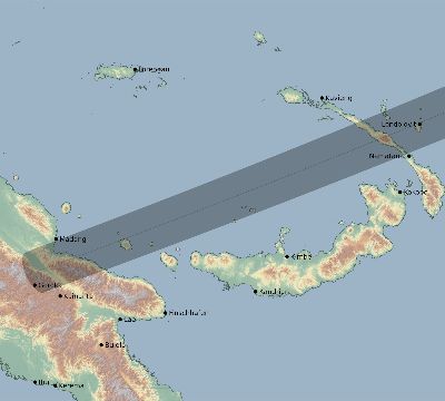 Map of the eclipse path across Papua New Guinea on 05/21/2794