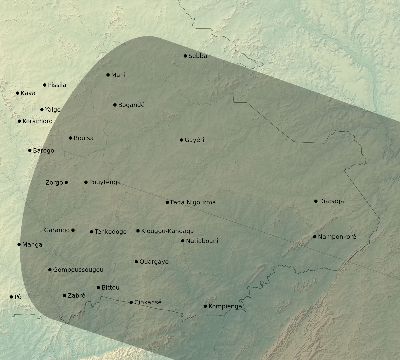 Map of the eclipse path across Burkina Faso on 11/14/2794