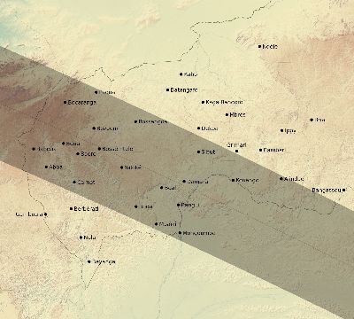 Map of the eclipse path across Central African Republic on 11/14/2794