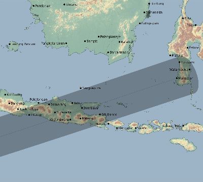 Map of the eclipse path across Indonesia on 11/14/2794