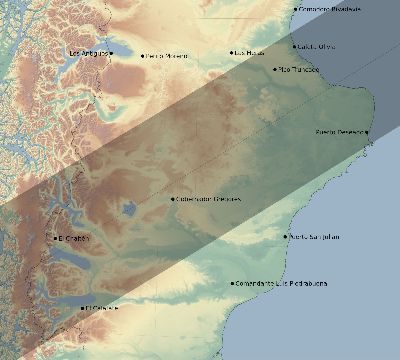 Map of the eclipse path across Argentina on 05/11/2795