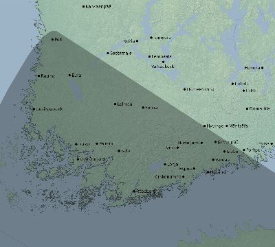 Map of the eclipse path across Finland on 11/03/2795