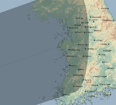 Map of the eclipse path across South Korea on 11/03/2795