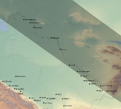 Map of the eclipse path across Turkmenistan on 11/03/2795