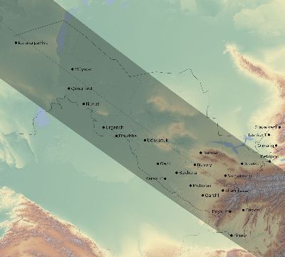 Map of the eclipse path across Uzbekistan on 11/03/2795