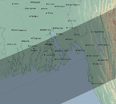 Map of the eclipse path across Bangladesh on 03/20/2797