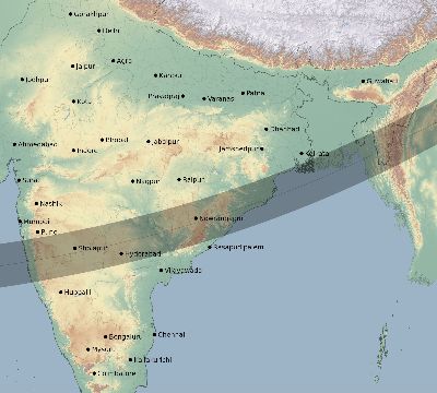 Map of the eclipse path across India on 03/20/2797