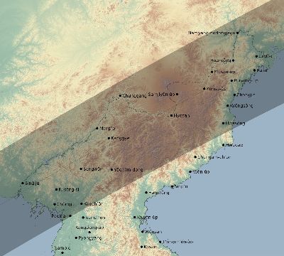 Map of the eclipse path across North Korea on 03/20/2797