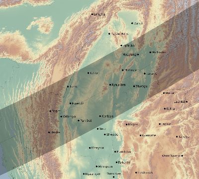 Map of the eclipse path across Myanmar on 03/20/2797