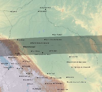 Map of the eclipse path across Bolivia on 09/13/2797