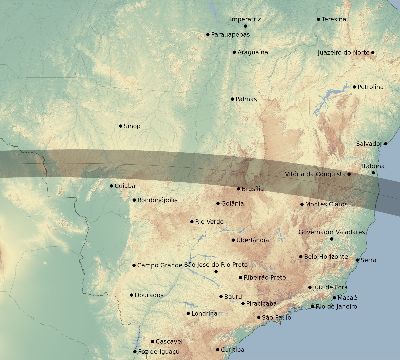 Map of the eclipse path across Brazil on 09/13/2797