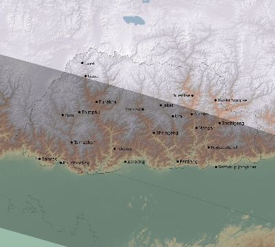 Map of the eclipse path across Bhutan on 09/02/2798