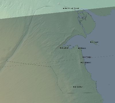 Map of the eclipse path across Kuwait on 09/02/2798