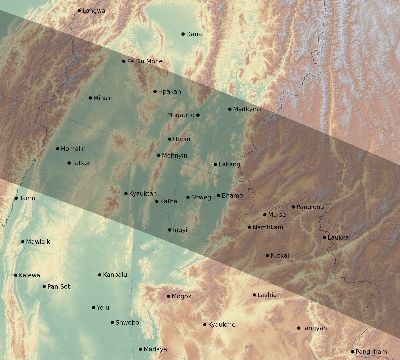 Map of the eclipse path across Myanmar on 09/02/2798