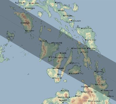 Map of the eclipse path across Philippines on 09/02/2798