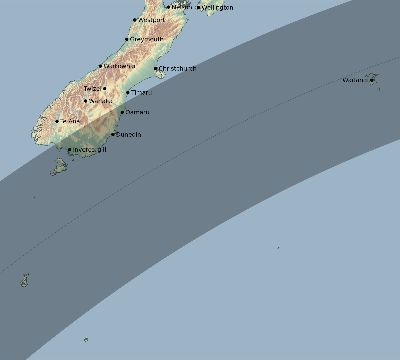 Map of the eclipse path across New Zealand on 02/26/2799