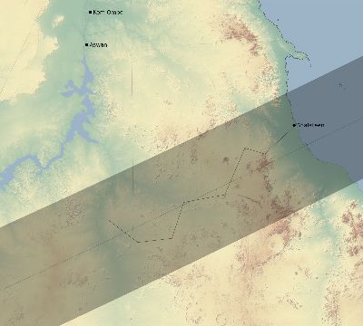 Map of the eclipse path across Egypt on 01/06/2801