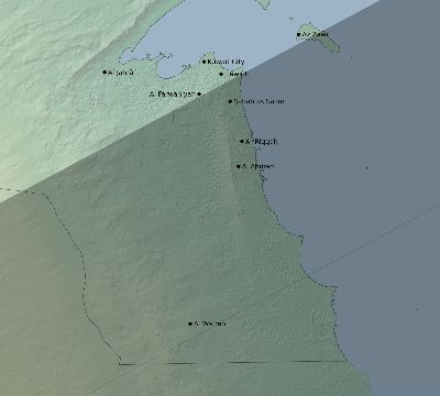 Map of the eclipse path across Kuwait on 01/06/2801