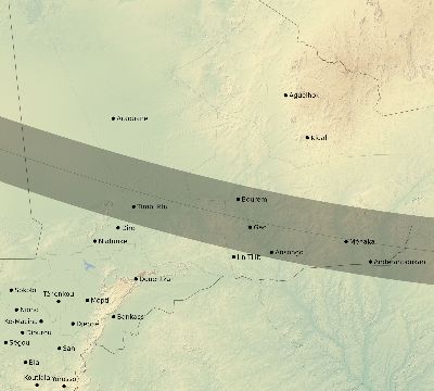 Map of the eclipse path across Mali on 01/06/2801