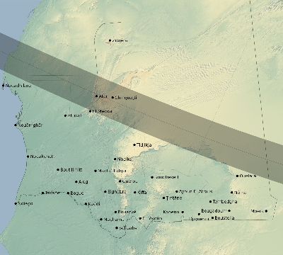 Map of the eclipse path across Mauritania on 01/06/2801