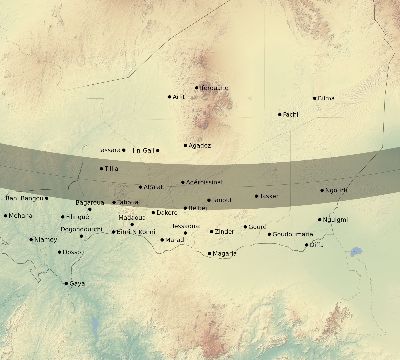 Map of the eclipse path across Niger on 01/06/2801