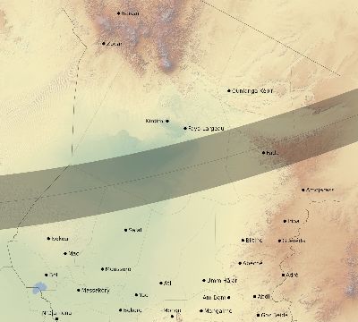 Map of the eclipse path across Chad on 01/06/2801