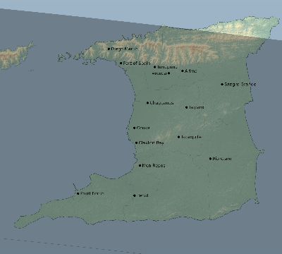 Map of the eclipse path across Trinidad and Tobago on 07/02/2801