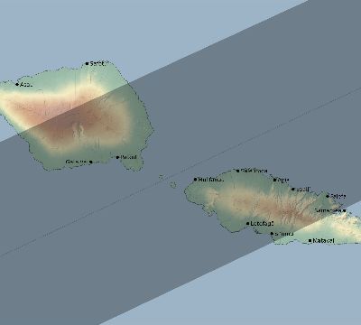 Map of the eclipse path across Samoa on 12/26/2801