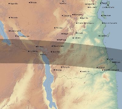 Map of the eclipse path across Tanzania on 05/01/2804