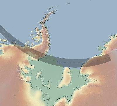Map of the eclipse path across Antarctica on 10/03/2806