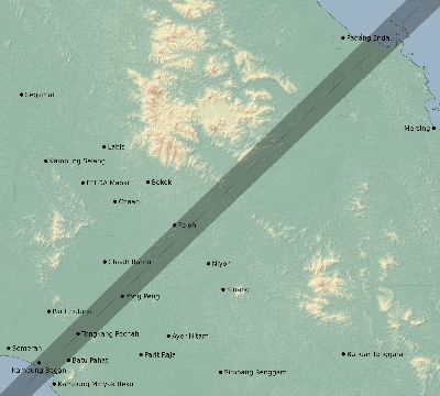 Map of the eclipse path across Malaysia on 02/05/2809