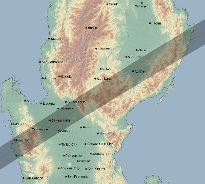 Map of the eclipse path across Philippines on 02/05/2809