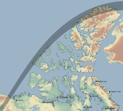 Map of the eclipse path across Canada on 06/12/2811