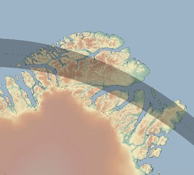 Map of the eclipse path across Greenland on 06/12/2811