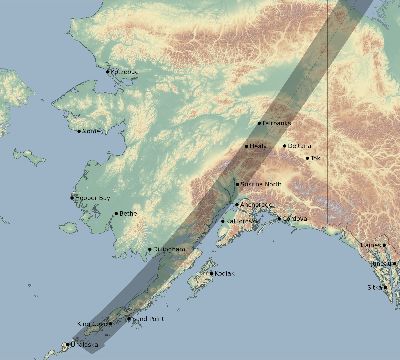 Map of the eclipse path across United States on 06/12/2811