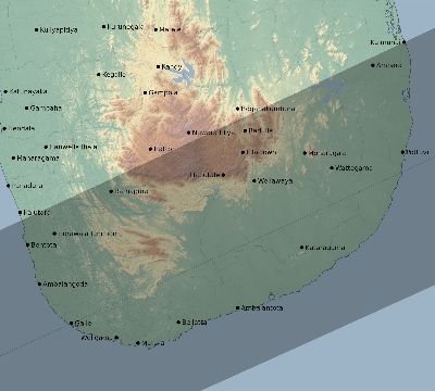Map of the eclipse path across Sri Lanka on 05/31/2812