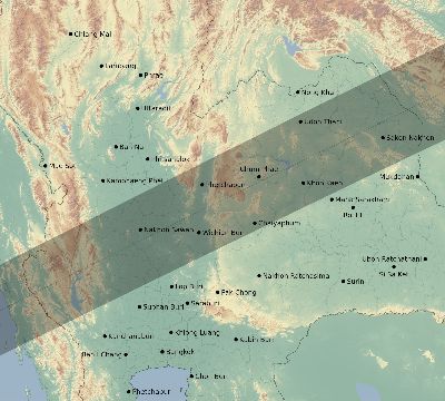 Map of the eclipse path across Thailand on 05/31/2812