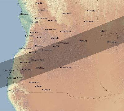 Map of the eclipse path across Angola on 11/25/2812