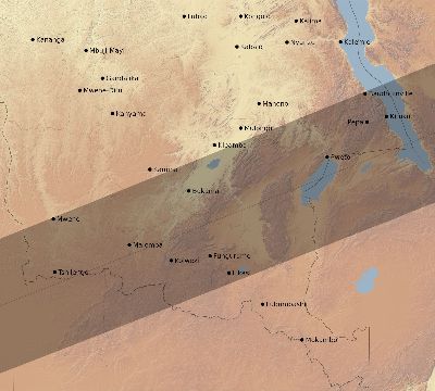 Map of the eclipse path across DR Congo on 11/25/2812