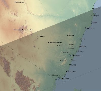 Map of the eclipse path across Kenya on 11/25/2812