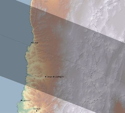 Map of the eclipse path across Chile on 05/21/2813