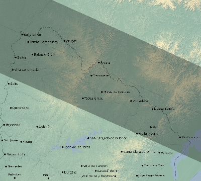 Map of the eclipse path across Uruguay on 05/21/2813