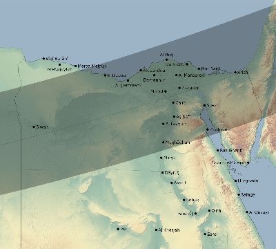 Map of the eclipse path across Egypt on 11/14/2813