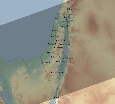 Map of the eclipse path across Israel on 11/14/2813