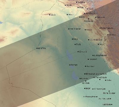 Map of the eclipse path across Iraq on 11/14/2813